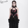 Women's Gothic Rose Heart Lace Splice Halterneck Shirt Red