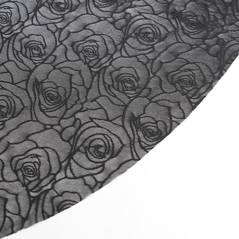 Women's Gothic Rose Mesh Splice High/Low Skirt