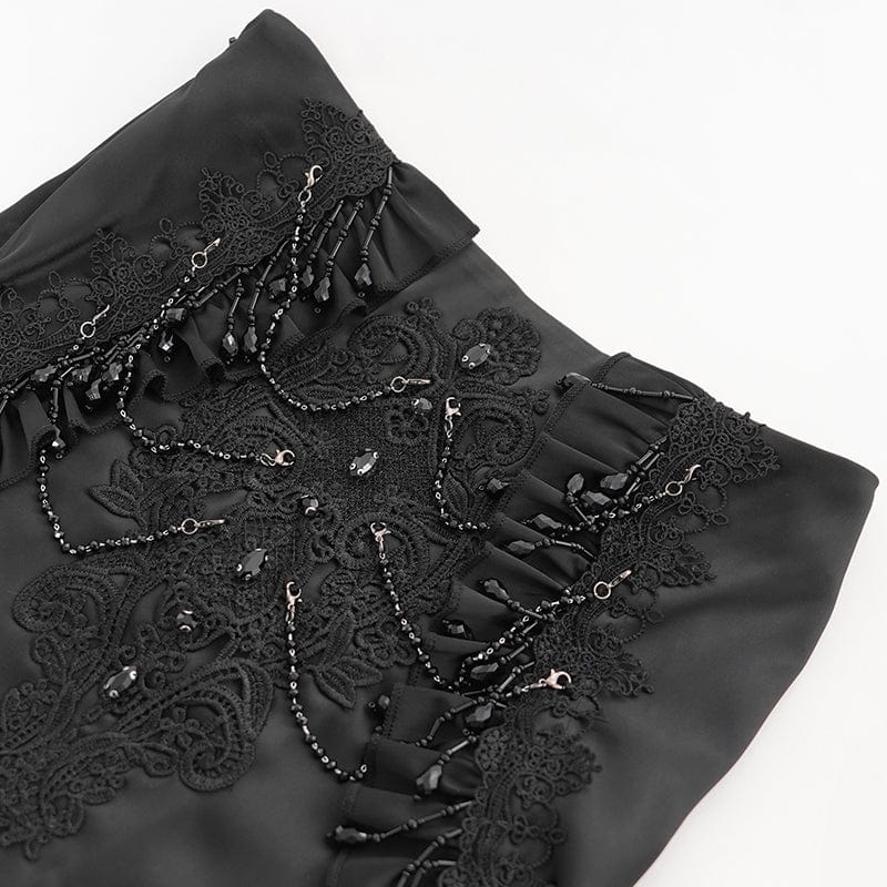 Women's Gothic Rose Mesh Splice High/Low Skirt
