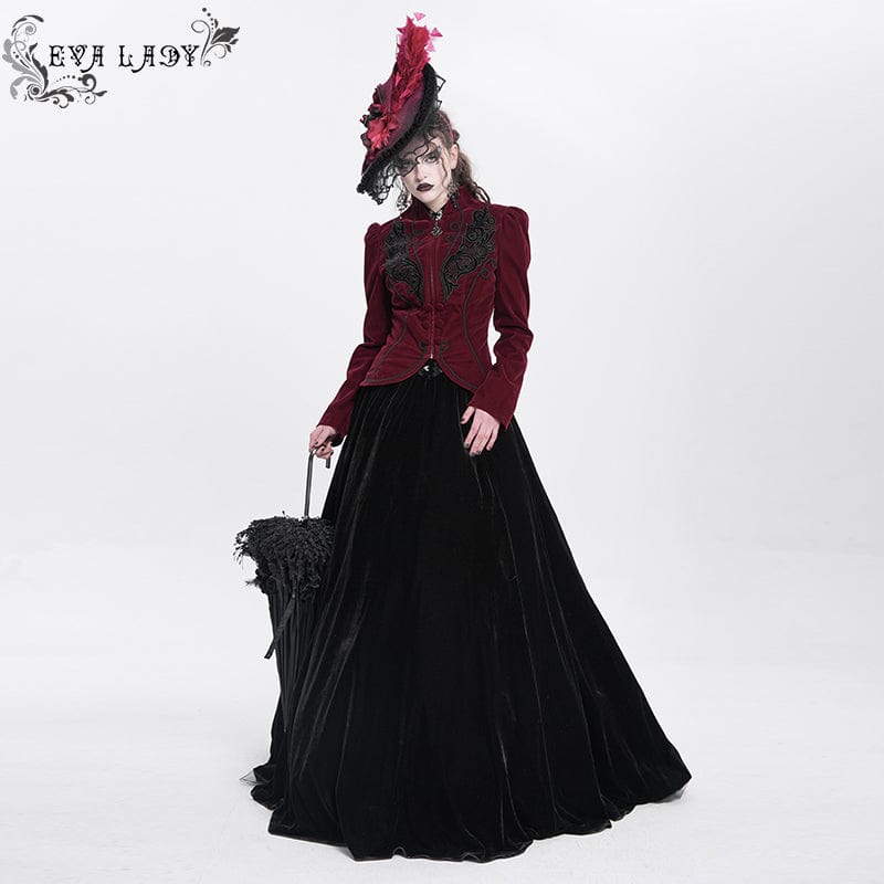 Women's Gothic Rose Ruffled Feathered Hat Black-red