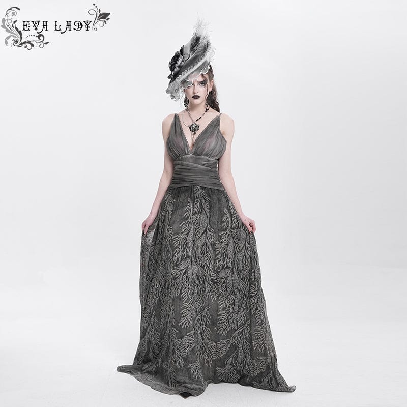 Women's Gothic Rose Ruffled Feathered Hat White-grey