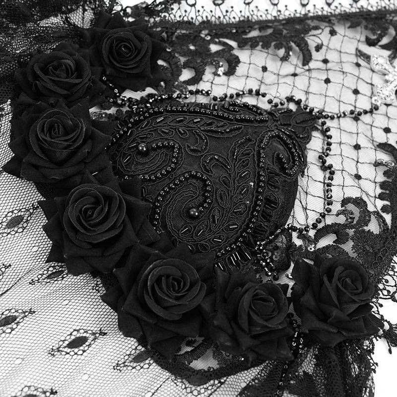 Women's Gothic Rose Tassel Lace Headwear