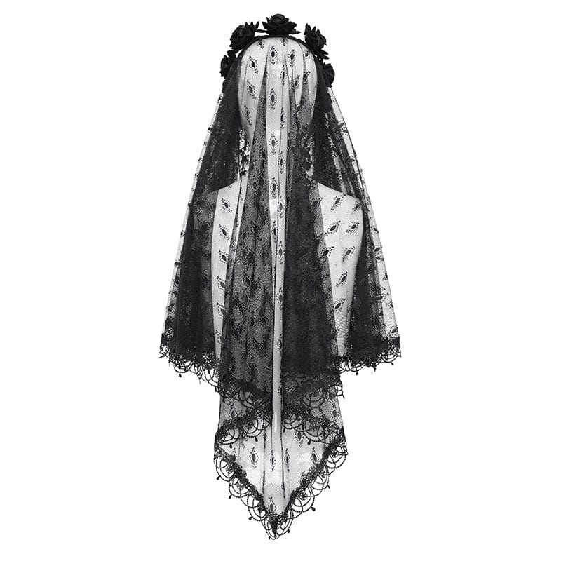 Women's Gothic Rose Tassel Lace Headwear
