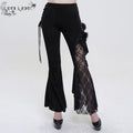 Women's Gothic Strappy Lace Splice Flared Pants