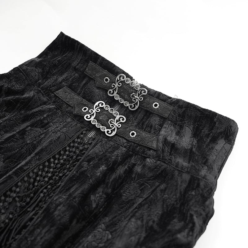 Women's Gothic Tassels Buckle-up Long Skirt