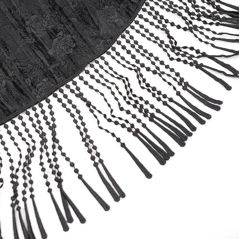 Women's Gothic Tassels Buckle-up Long Skirt