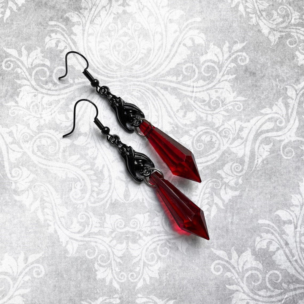 Women's Gothic Ruby Bat Earring