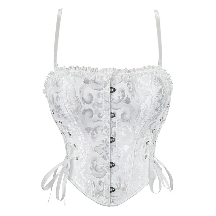 Women's Gothic Ruffled Lace-up Overbust Corset