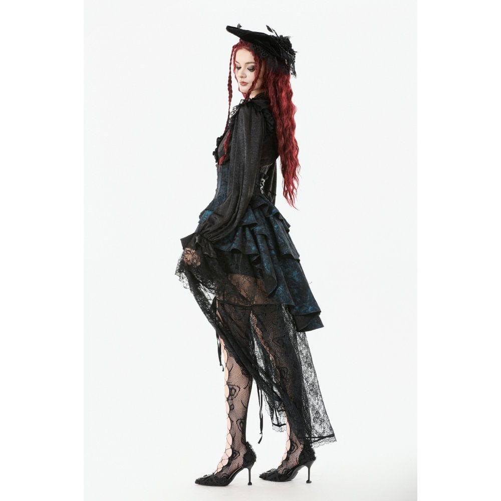 Women's Gothic Layered Irregular Hem Buckle Skirt