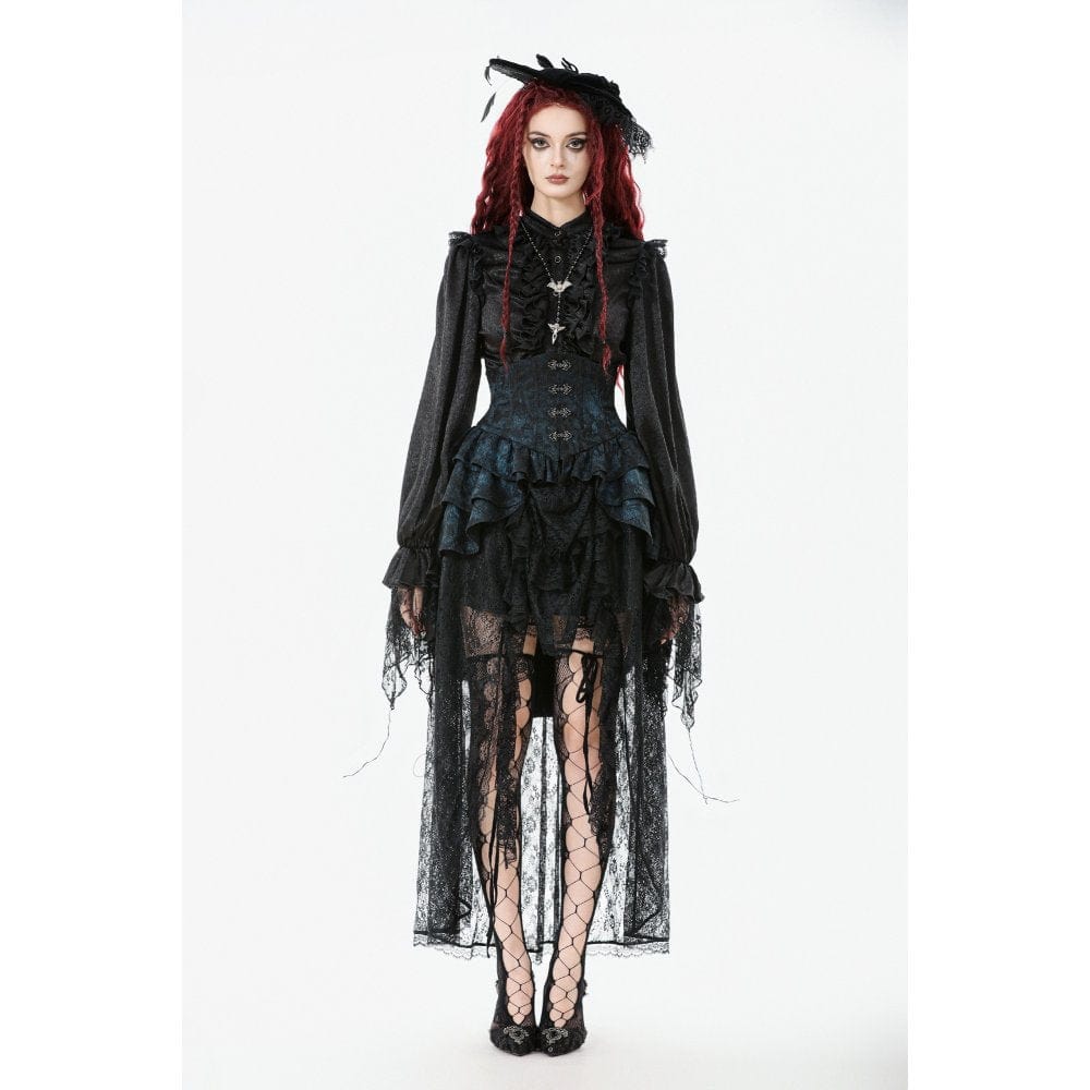 Women's Gothic Layered Irregular Hem Buckle Skirt