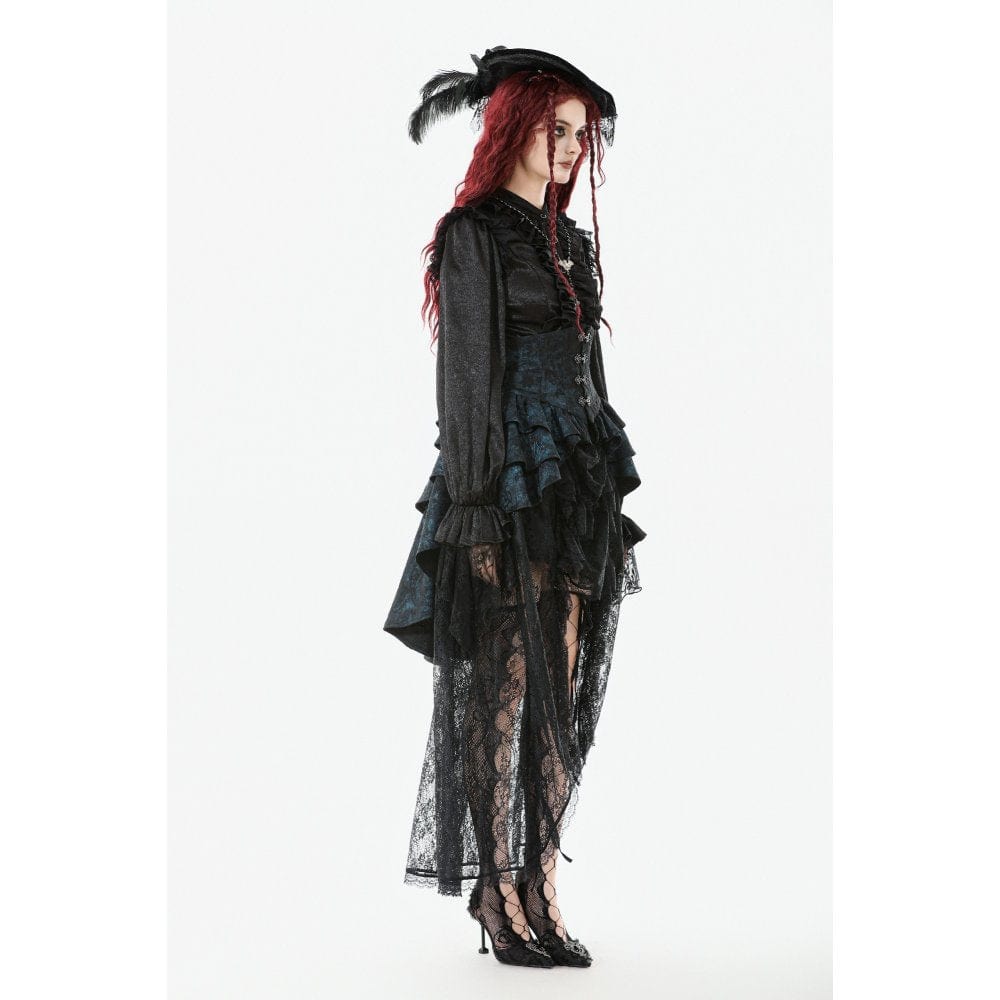 Women's Gothic Layered Irregular Hem Buckle Skirt