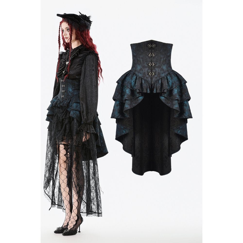 Women's Gothic Layered Irregular Hem Buckle Skirt