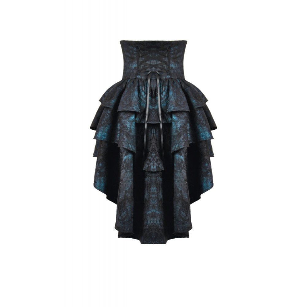 Women's Gothic Layered Irregular Hem Buckle Skirt