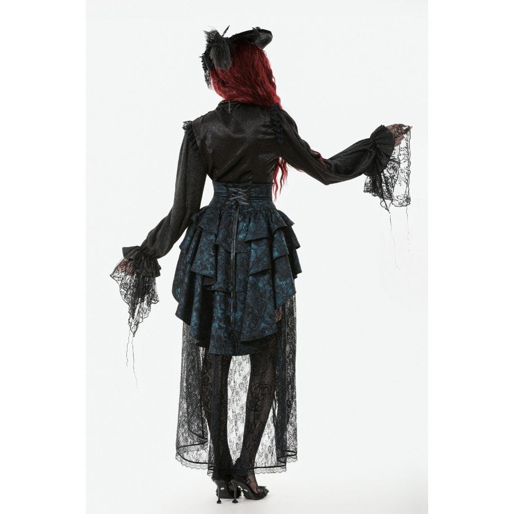 Women's Gothic Layered Irregular Hem Buckle Skirt