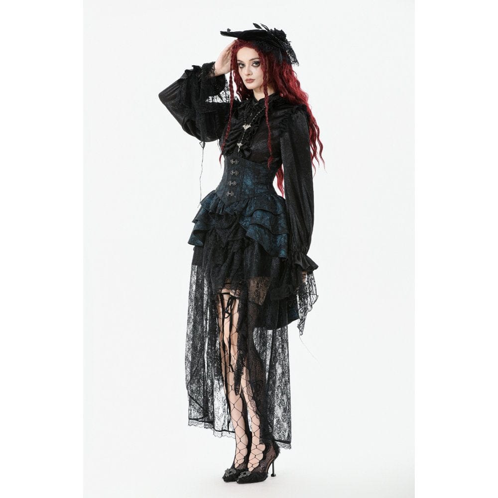Women's Gothic Layered Irregular Hem Buckle Skirt