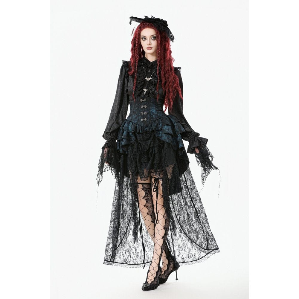 Women's Gothic Layered Irregular Hem Buckle Skirt