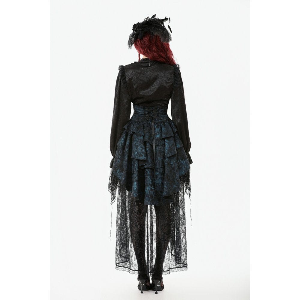 Women's Gothic Layered Irregular Hem Buckle Skirt