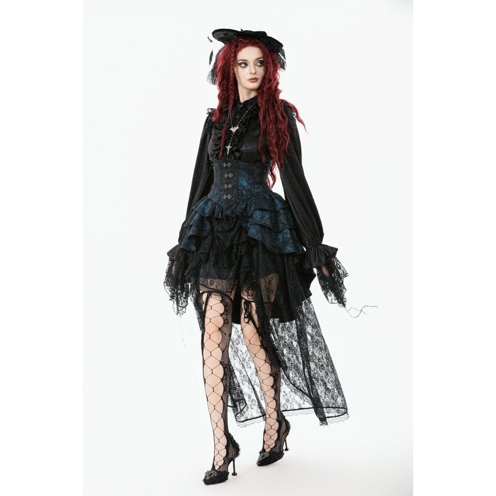 Women's Gothic Layered Irregular Hem Buckle Skirt