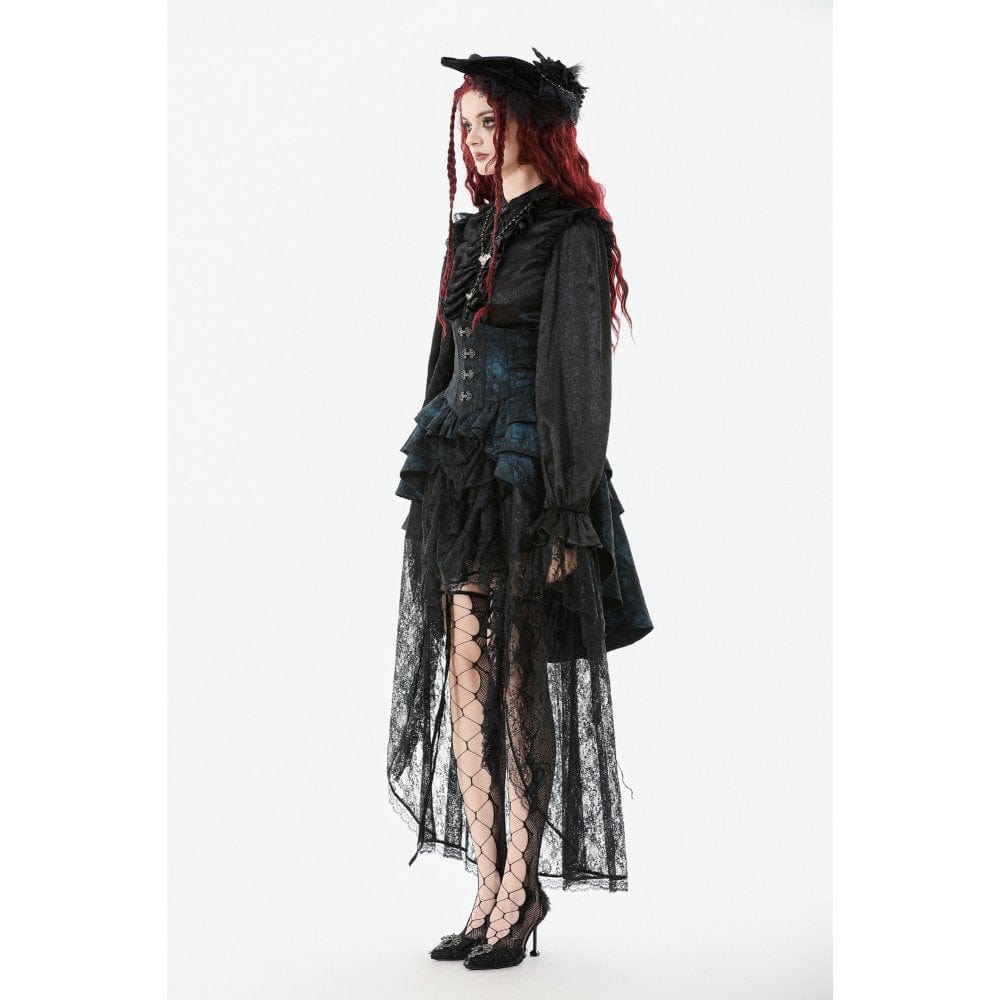 Women's Gothic Layered Irregular Hem Buckle Skirt