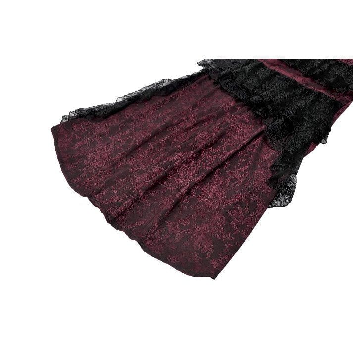 Women's Gothic Rose Layered Lace Ruffle Asymmetric Slip Dress