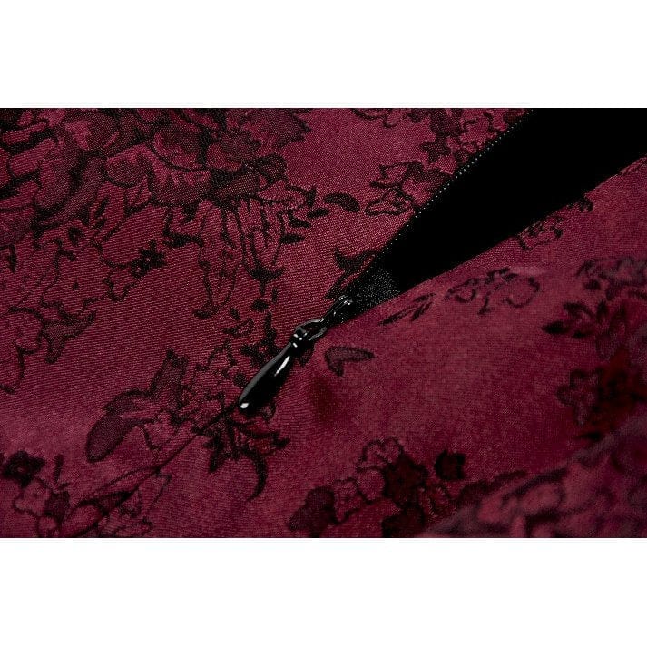 Women's Gothic Rose Layered Lace Ruffle Asymmetric Slip Dress