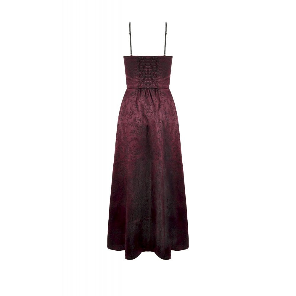 Women's Gothic Rose Layered Lace Ruffle Asymmetric Slip Dress