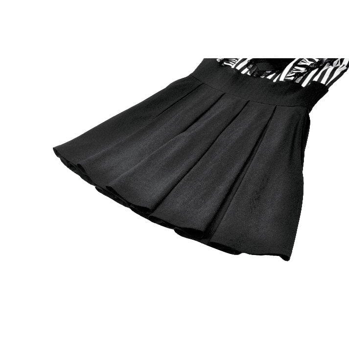 Women's Gothic Striped Ruffled Pleated Dress