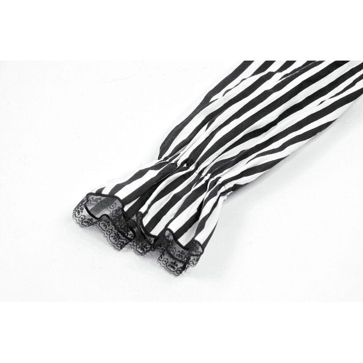 Women's Gothic Striped Ruffled Pleated Dress