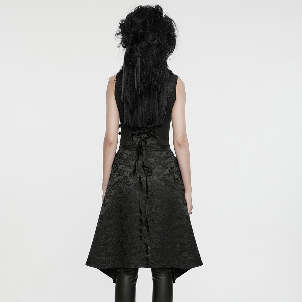 Women's Gothic Lace-up Jacquard Detachable Vest